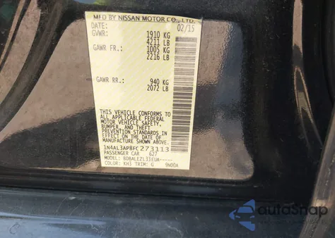 2015 Nissan Altima 2.5/2.5 S/2.5 Sl/2.5 Sv из США, поврежденный, VIN 1N4AL3AP8FC273113